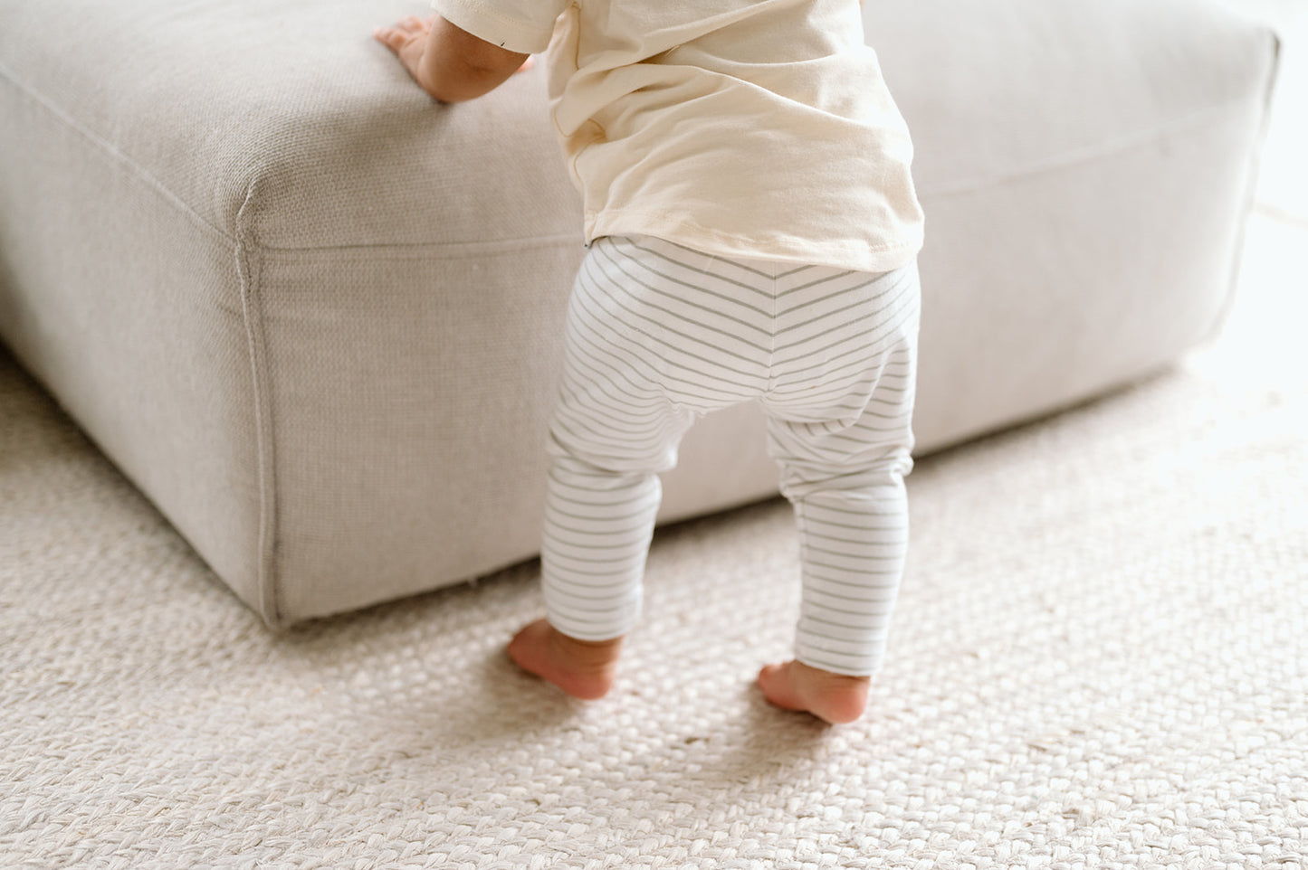 Sage + White Striped Legging